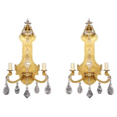 Gold Leafed Rock Crystal Sconces