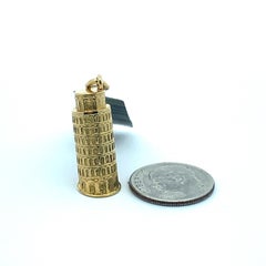 Gold Leaning Tower of Pisa Charm Pendant