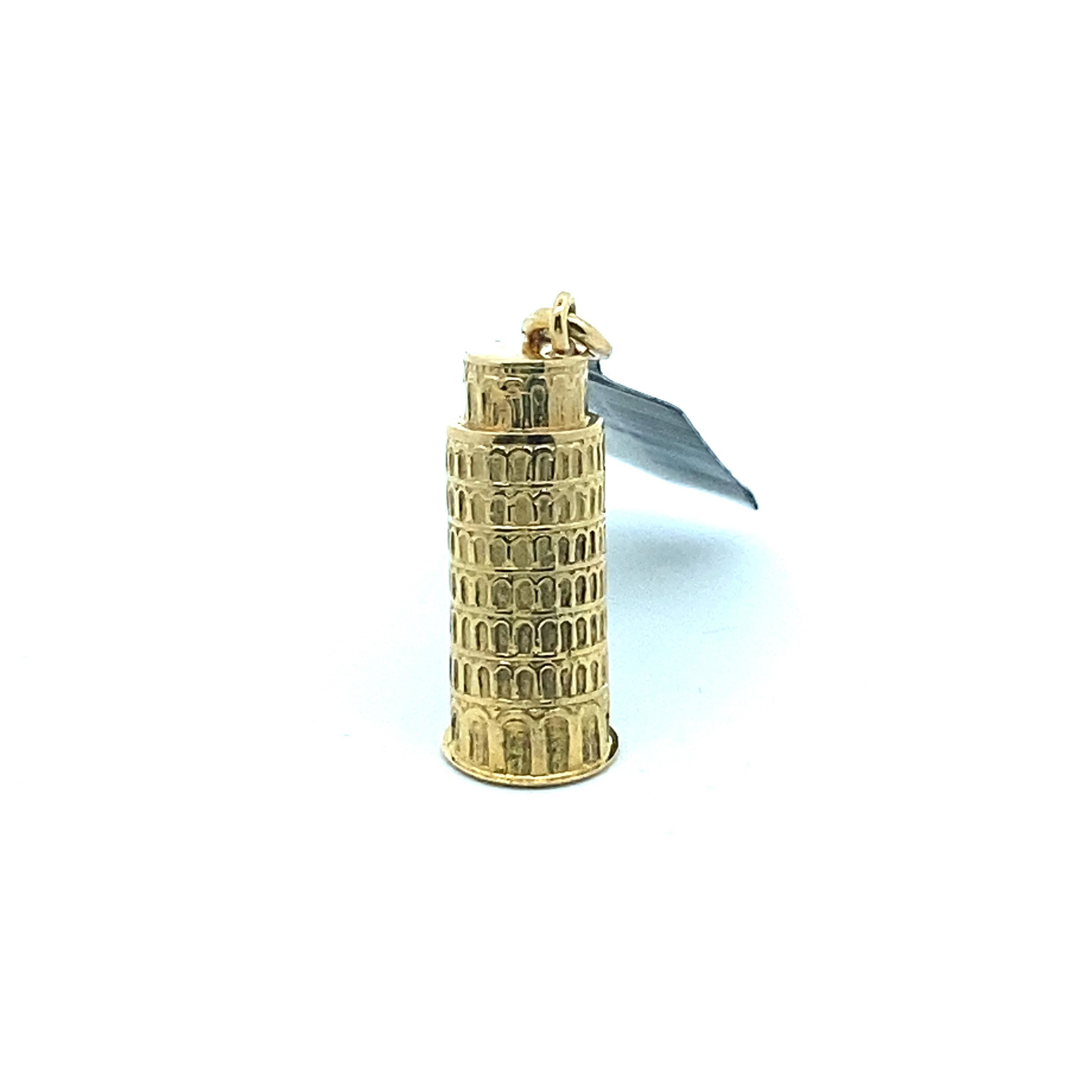 Gold Leaning Tower of Pisa Charm Pendant For Sale 1