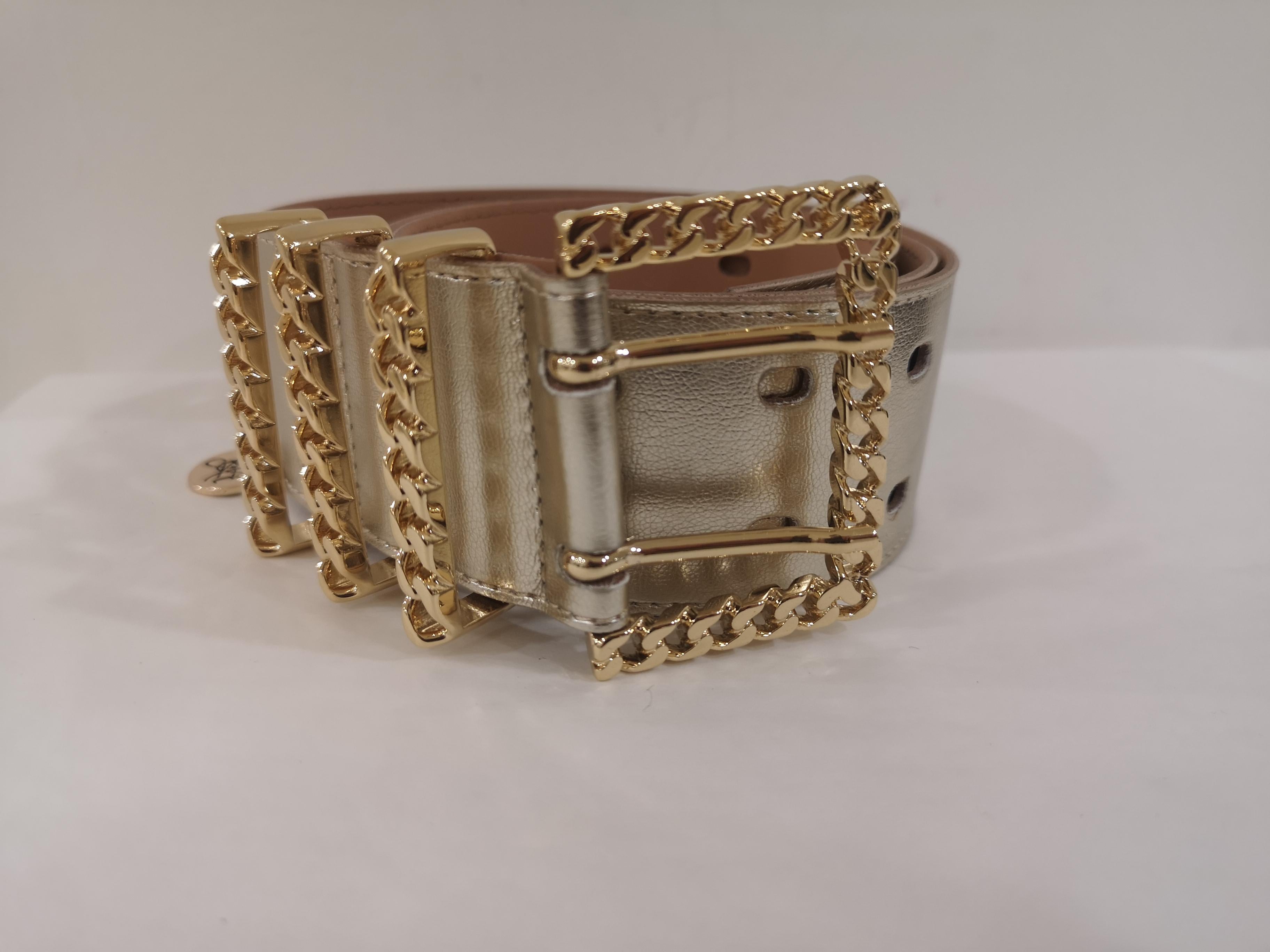 Women's or Men's Gold leather and gold hardware belt NWOT