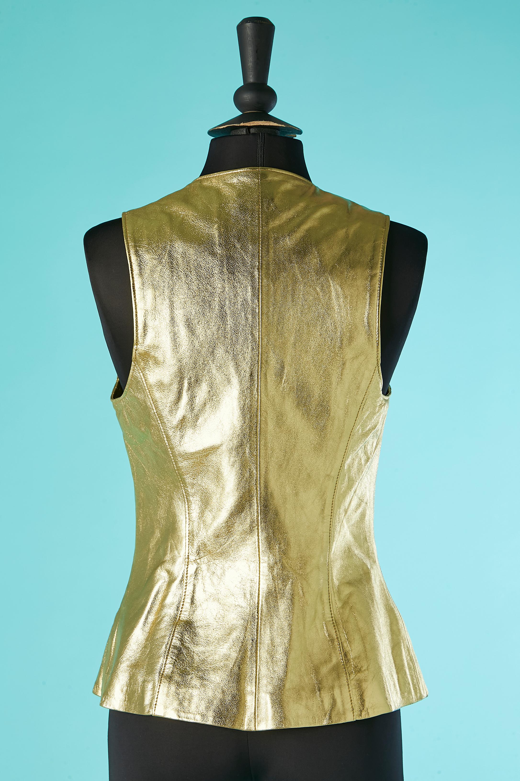 Gold leather evening vest with jewellery buttons Circa 1980's  For Sale 1