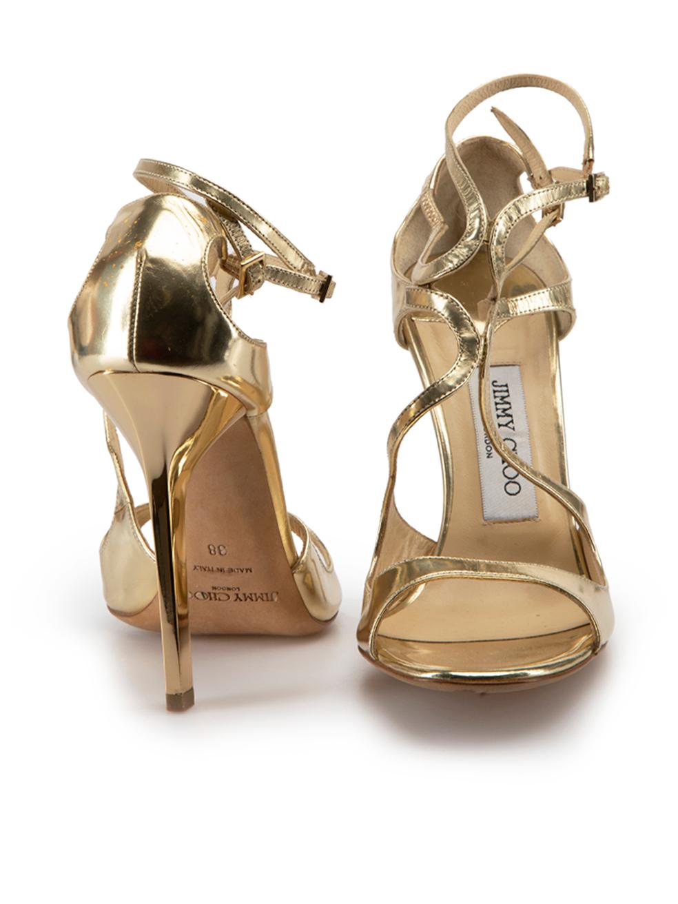 Gold Leather Ivette Strappy Sandals Size IT 38 In Good Condition In London, GB
