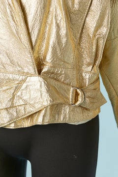 Gold leather jacket with buckle on the waist The Jony Alamo of Nashville