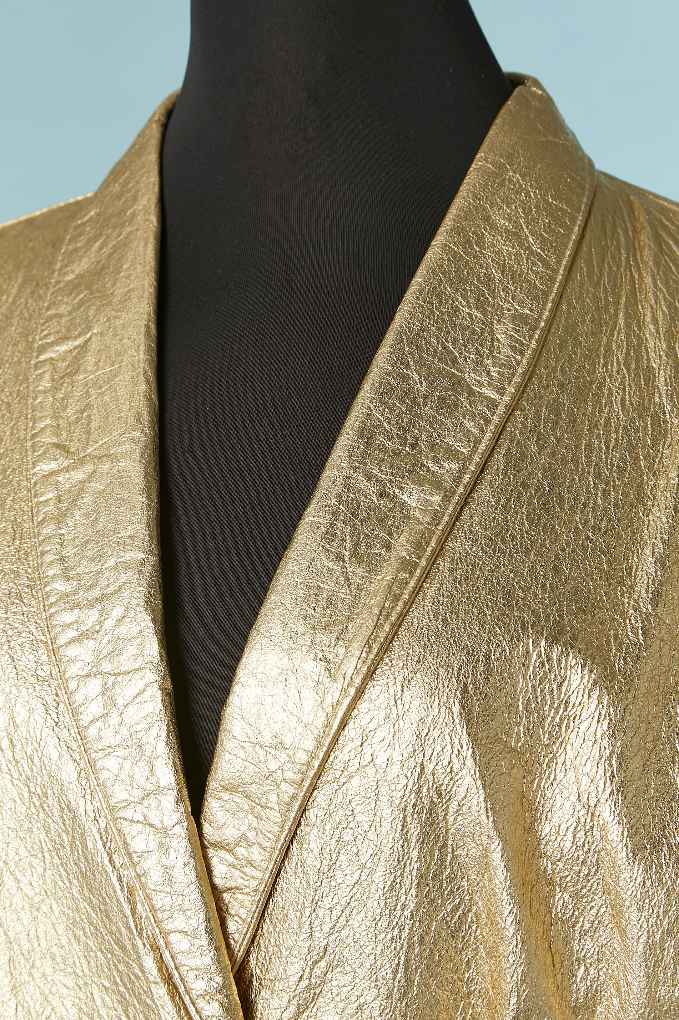 Gold leather jacket with buckle on the waist The Jony Alamo of Nashville  In Excellent Condition For Sale In Saint-Ouen-Sur-Seine, FR