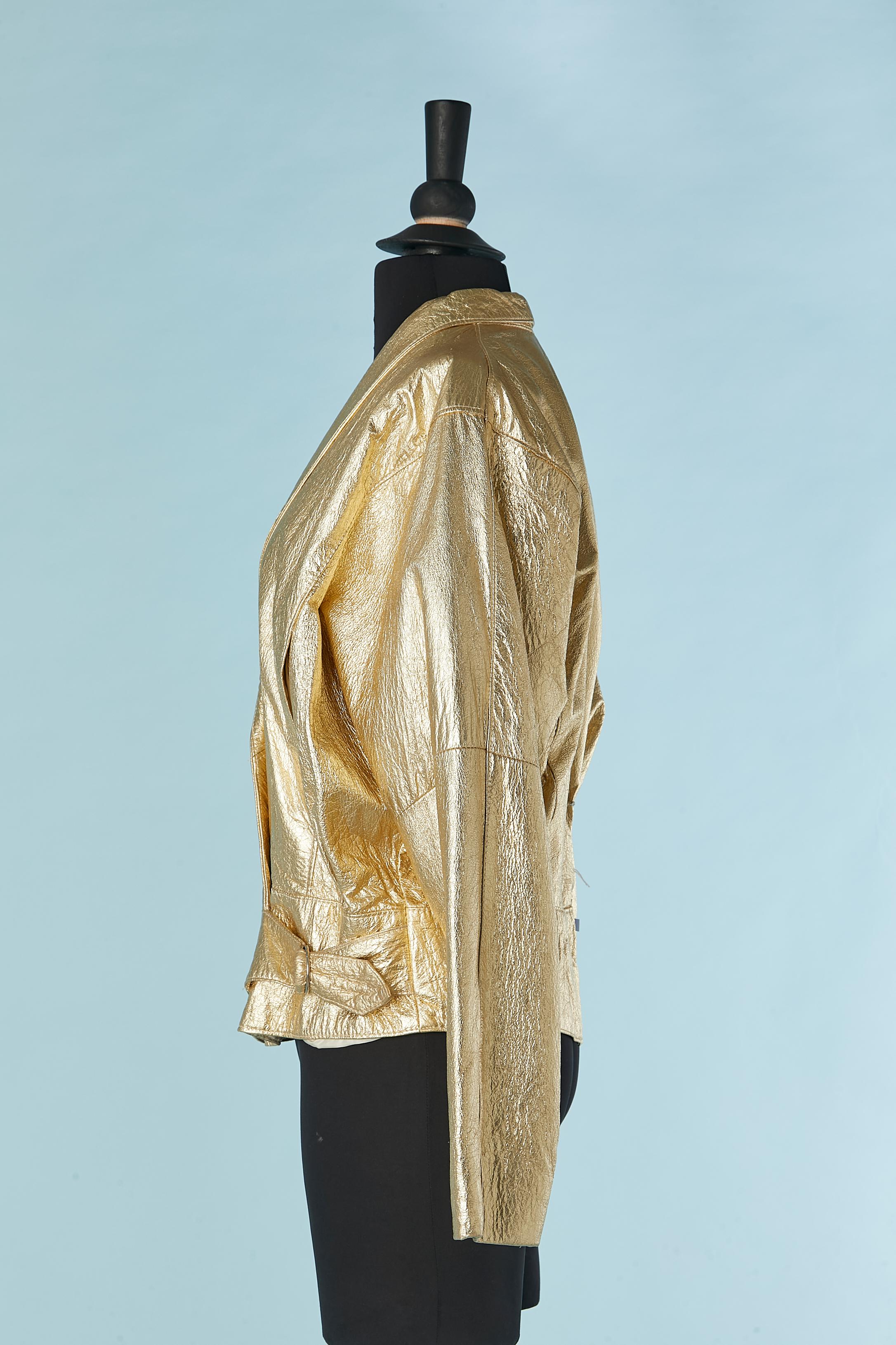 Women's Gold leather jacket with buckle on the waist The Jony Alamo of Nashville  For Sale