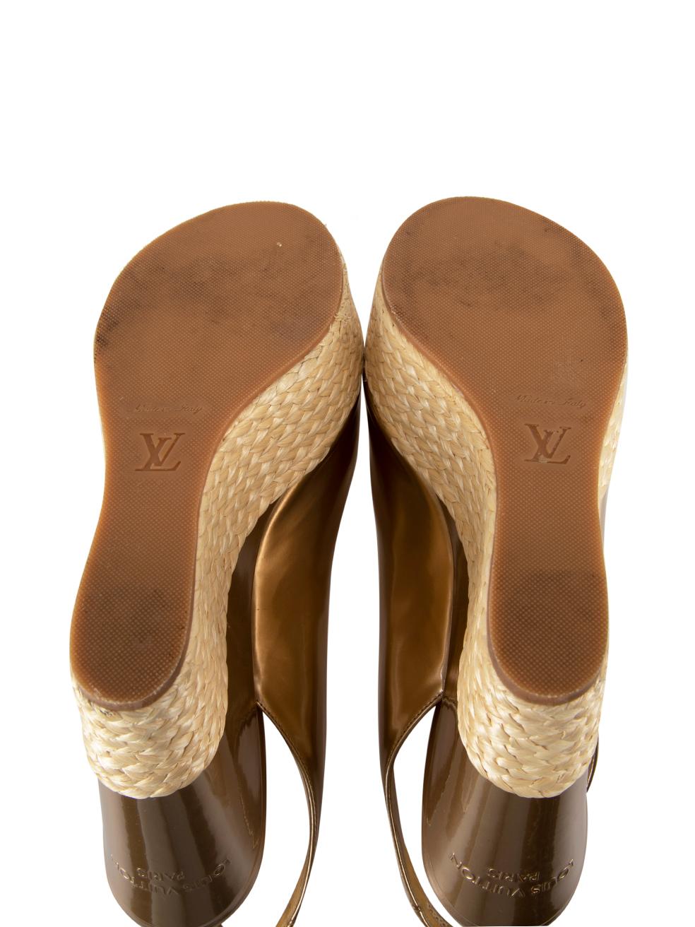 Women's Gold Leather Lagoon Raffia Wedges Size IT 38