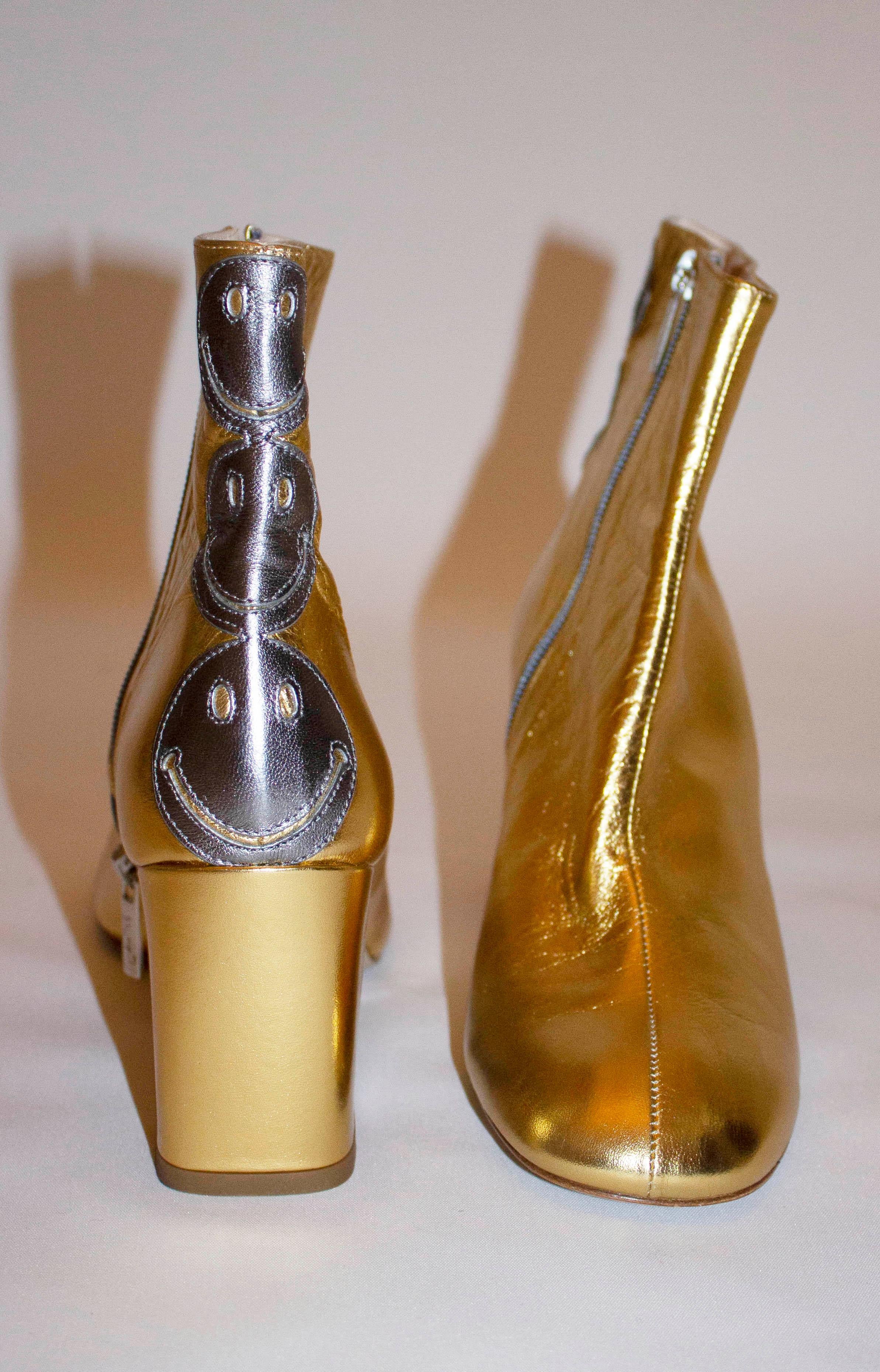 Gold Leather Smiley Boots by Camilla Elphick 1