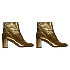 Gold Leather Smiley Boots by Camilla Elphick