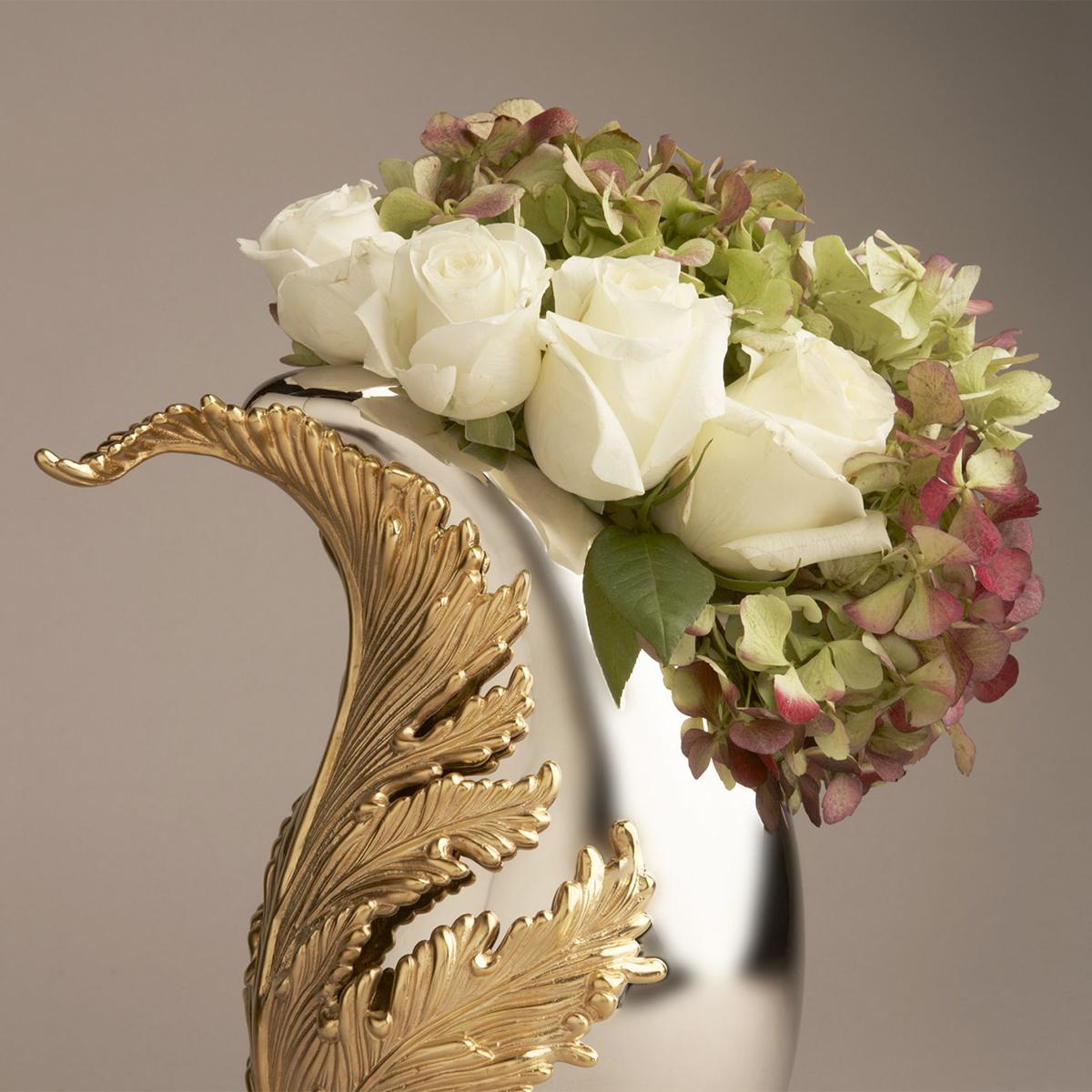 Hand-Crafted Gold Leave Vase with 24-Karat Gold Plate For Sale