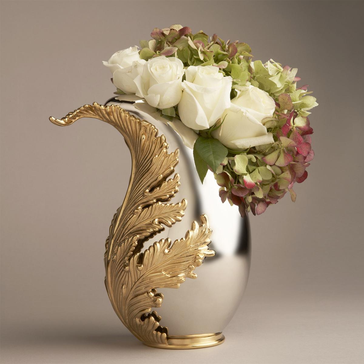 Contemporary Gold Leave Vase with 24-Karat Gold Plate For Sale