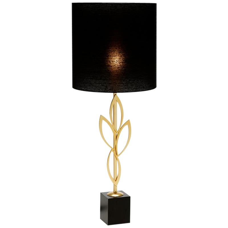 Gold Leaves Table Lamp in Gold Plated Brass For Sale