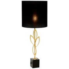 Gold Leaves Table Lamp in Gold Plated Brass