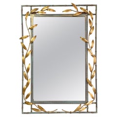 Gold Leaves with Green, Faux Bamboo Mirror