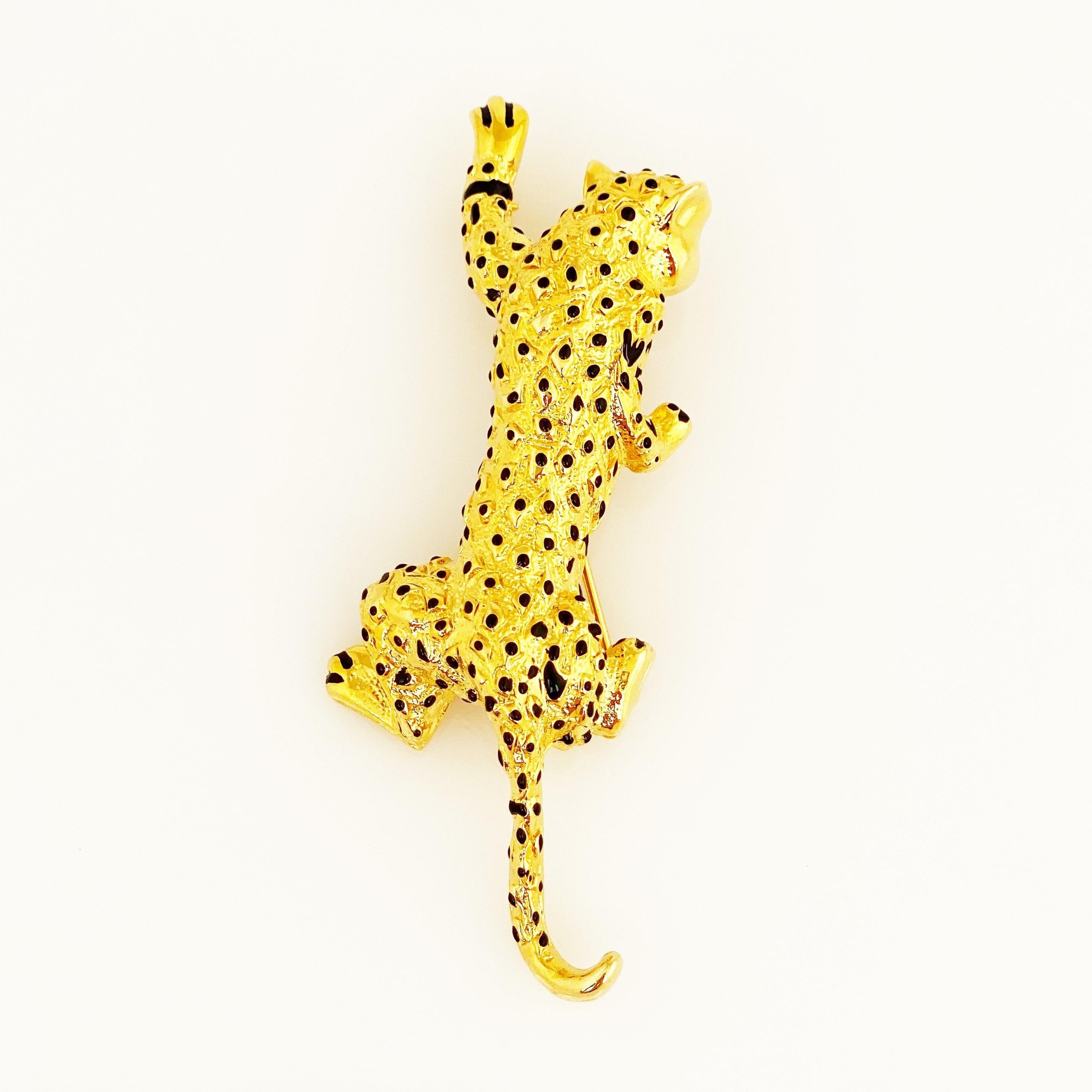 Modern Gold Leopard Figural Brooch by Carolee, 1980s