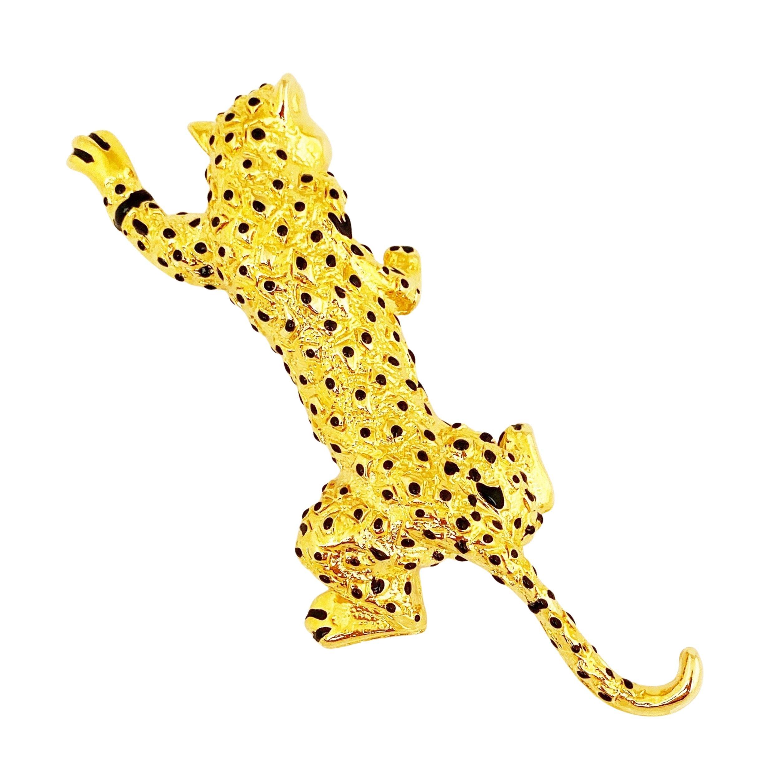 Gold Leopard Figural Brooch by Carolee, 1980s