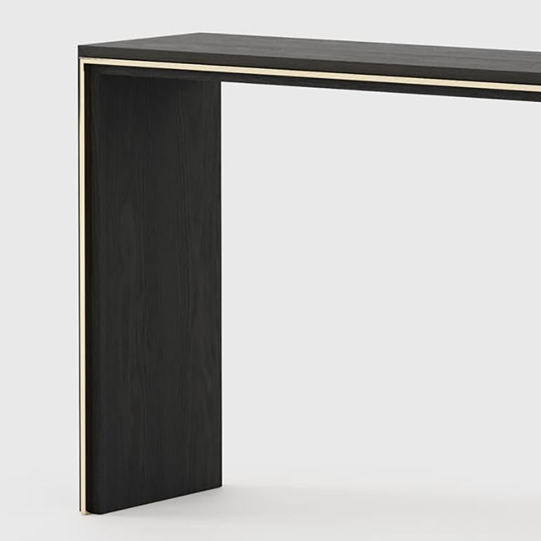 Blackened Gold Line Console Table For Sale