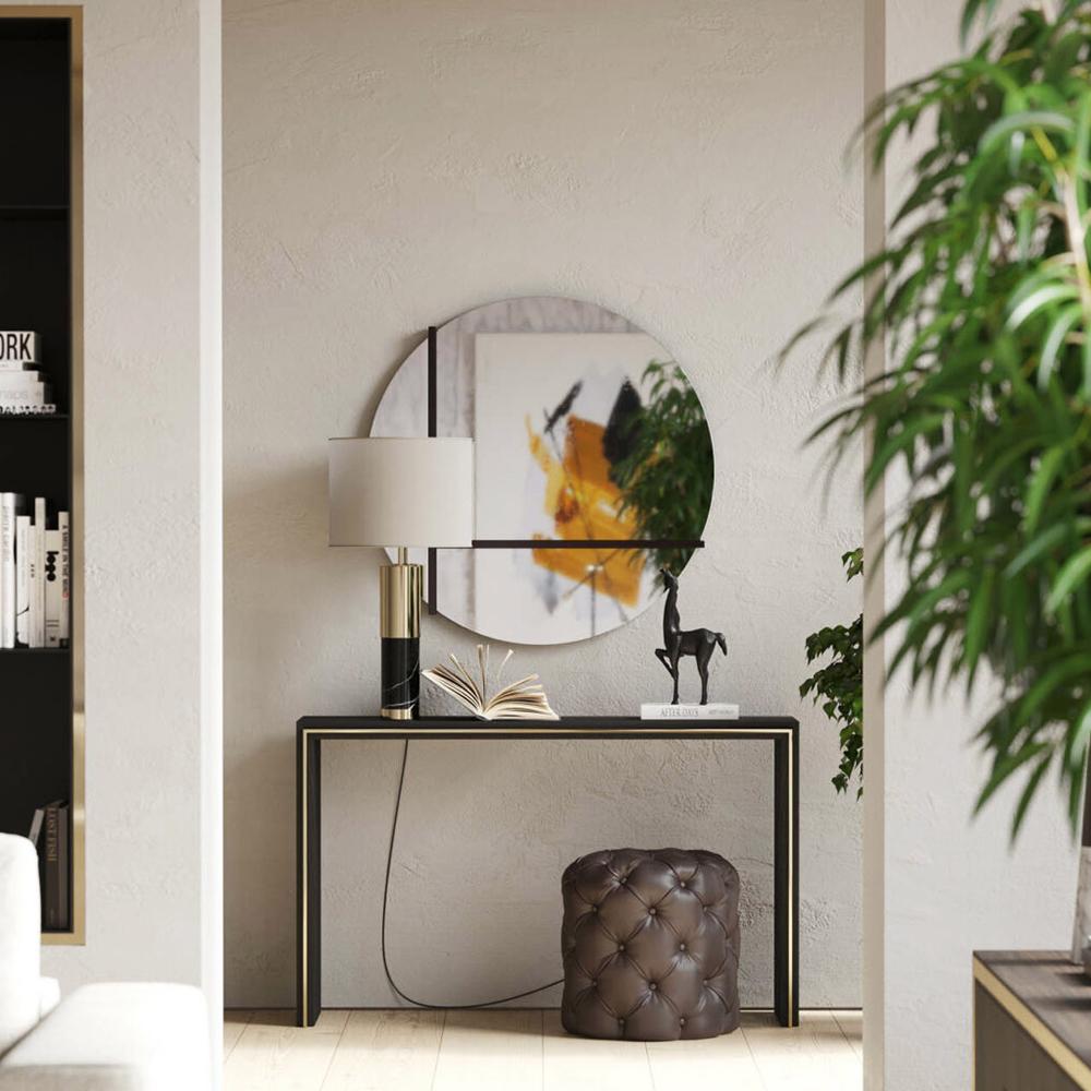 Contemporary Gold Line Console Table For Sale