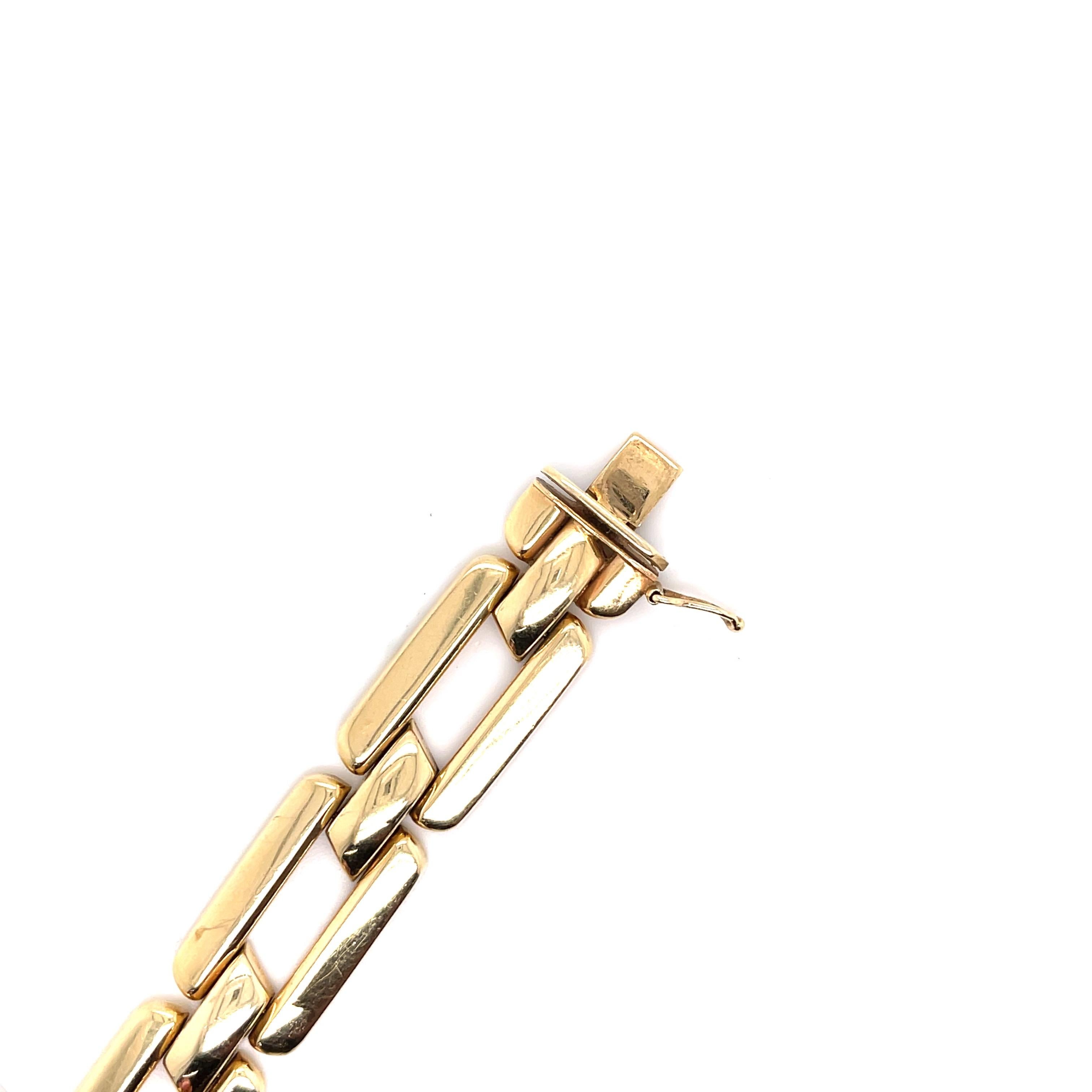 Bracelet à maillons rectangulaires en or jaune 14 carats 24,5 grammes 7,15 pouces  Unisexe en vente