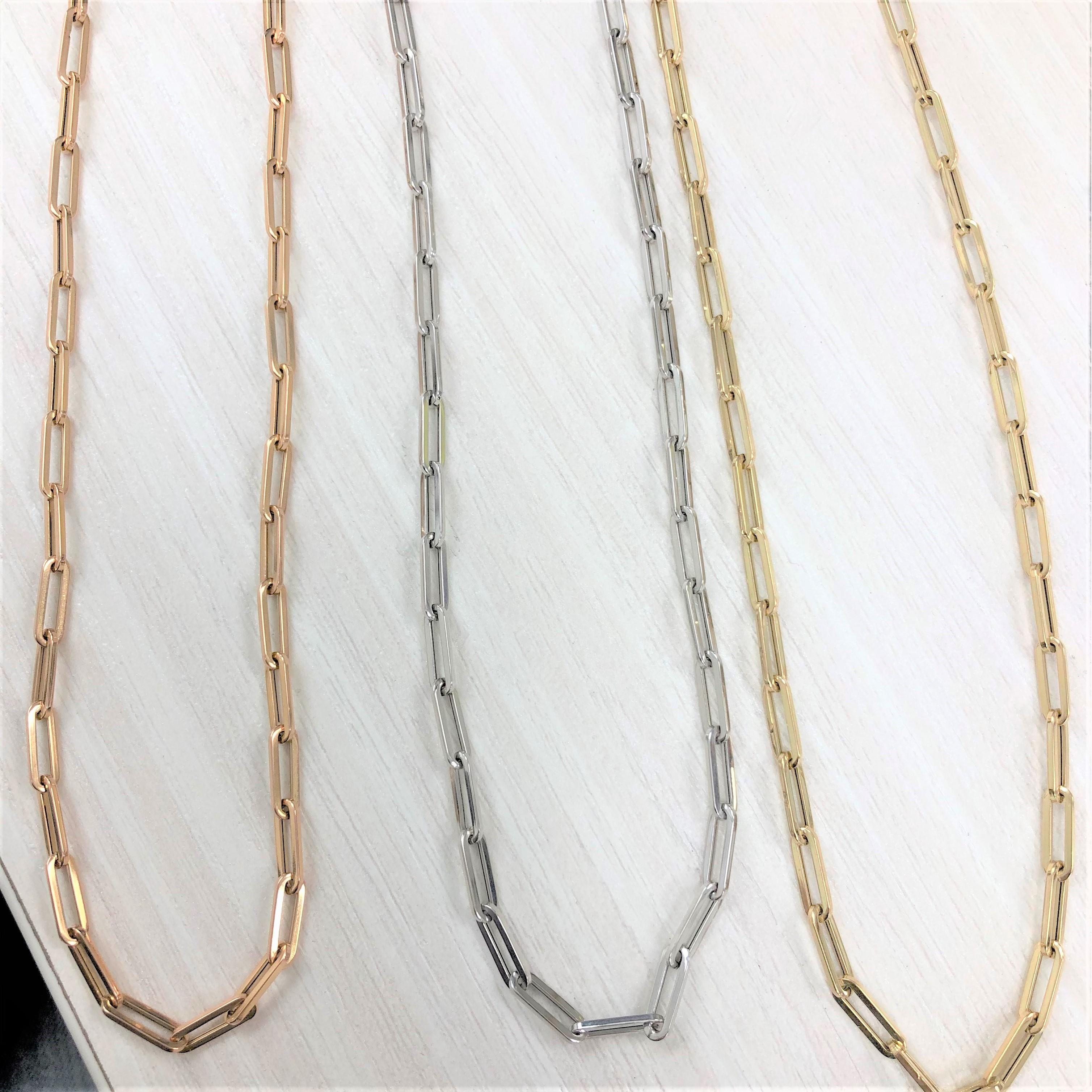 Contemporary Gold Link Chain Necklace 14k Gold Made in Italy 6.4 Grams For Sale