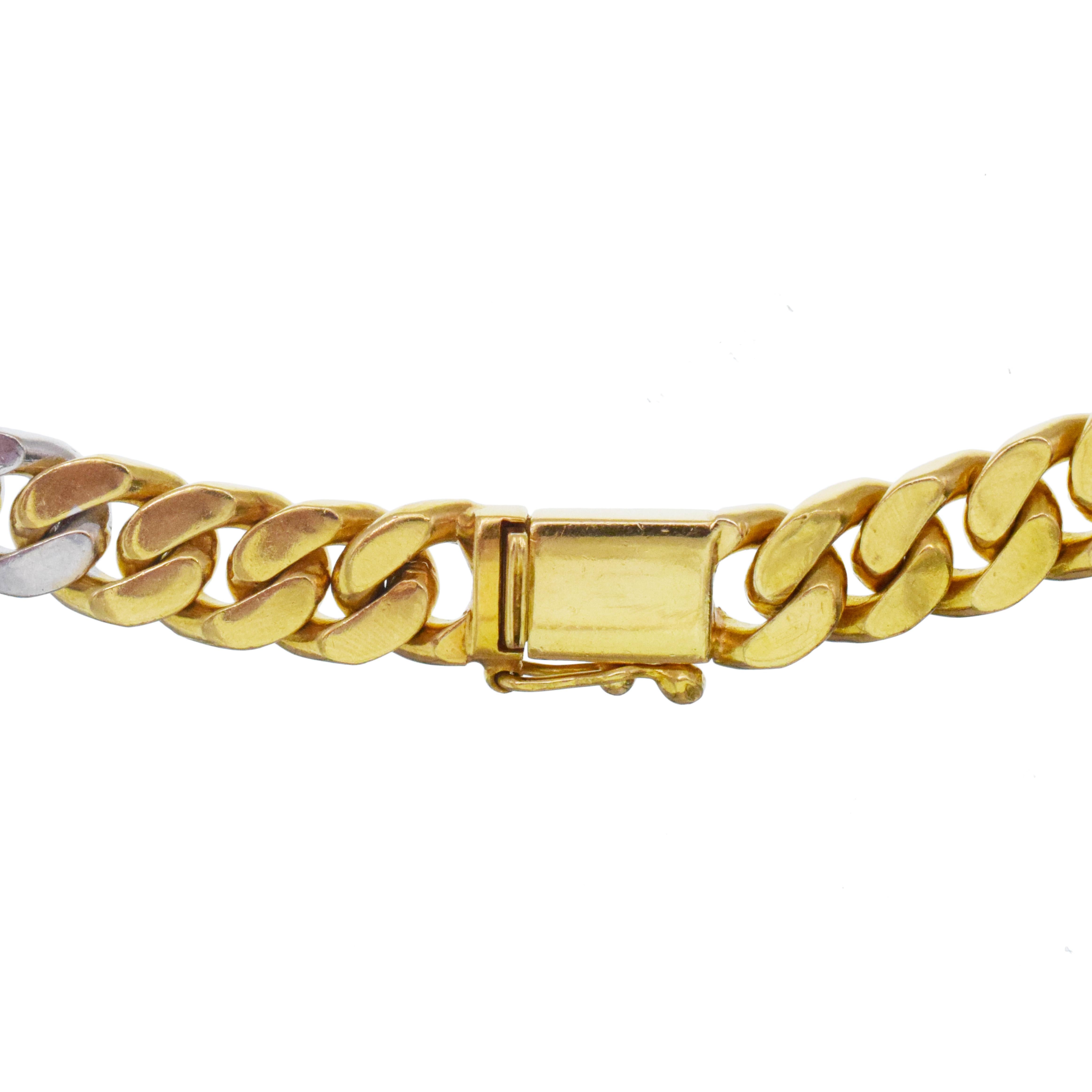 Collier et bracelet à maillons en or sertis de diamants ronds en vente 6
