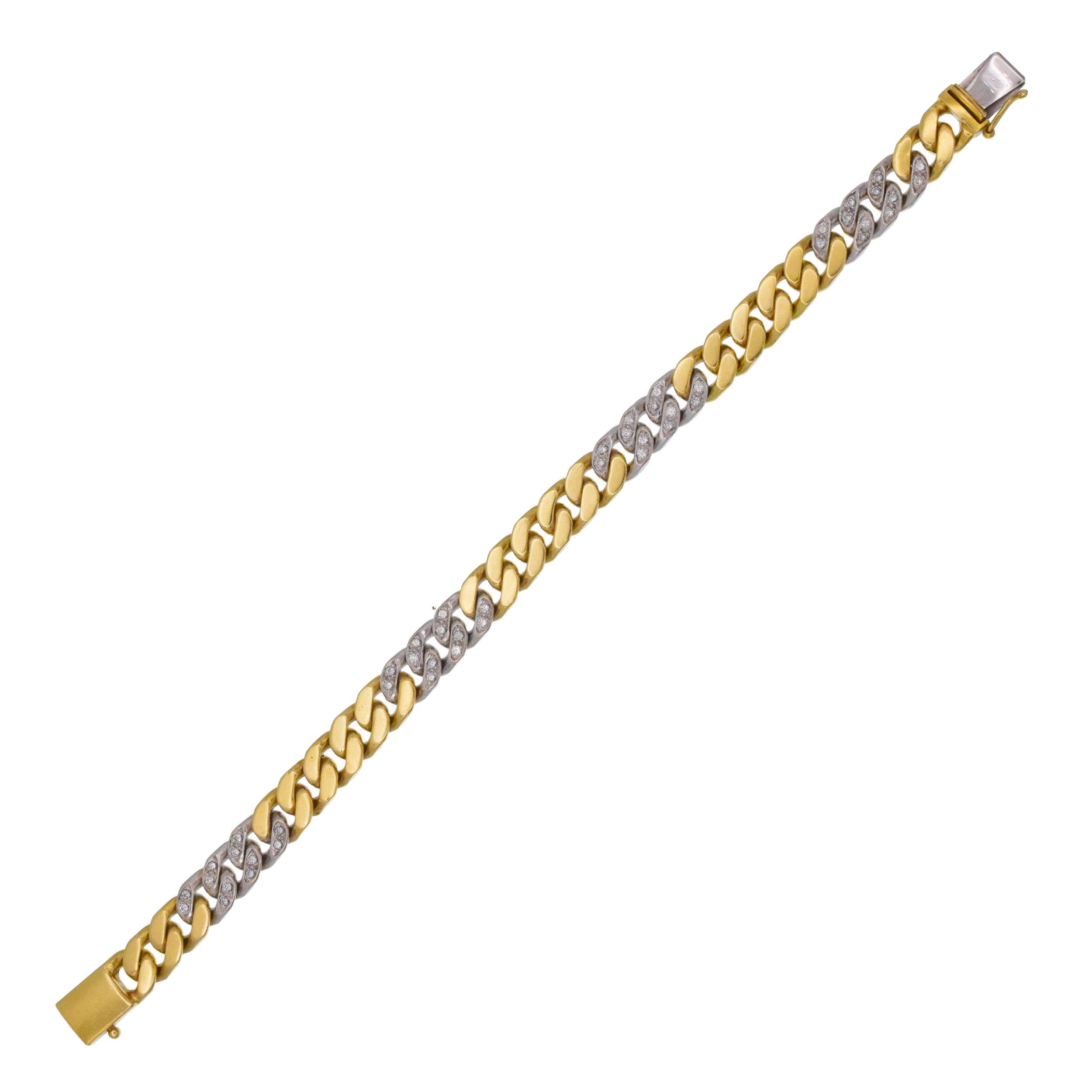 Collier et bracelet à maillons en or sertis de diamants ronds en vente 2
