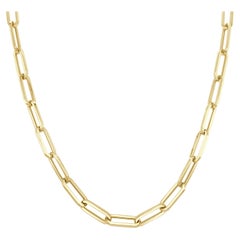 Gold Link Paperclip Chain Necklace for Her 14k Yellow Gold Women's Necklace