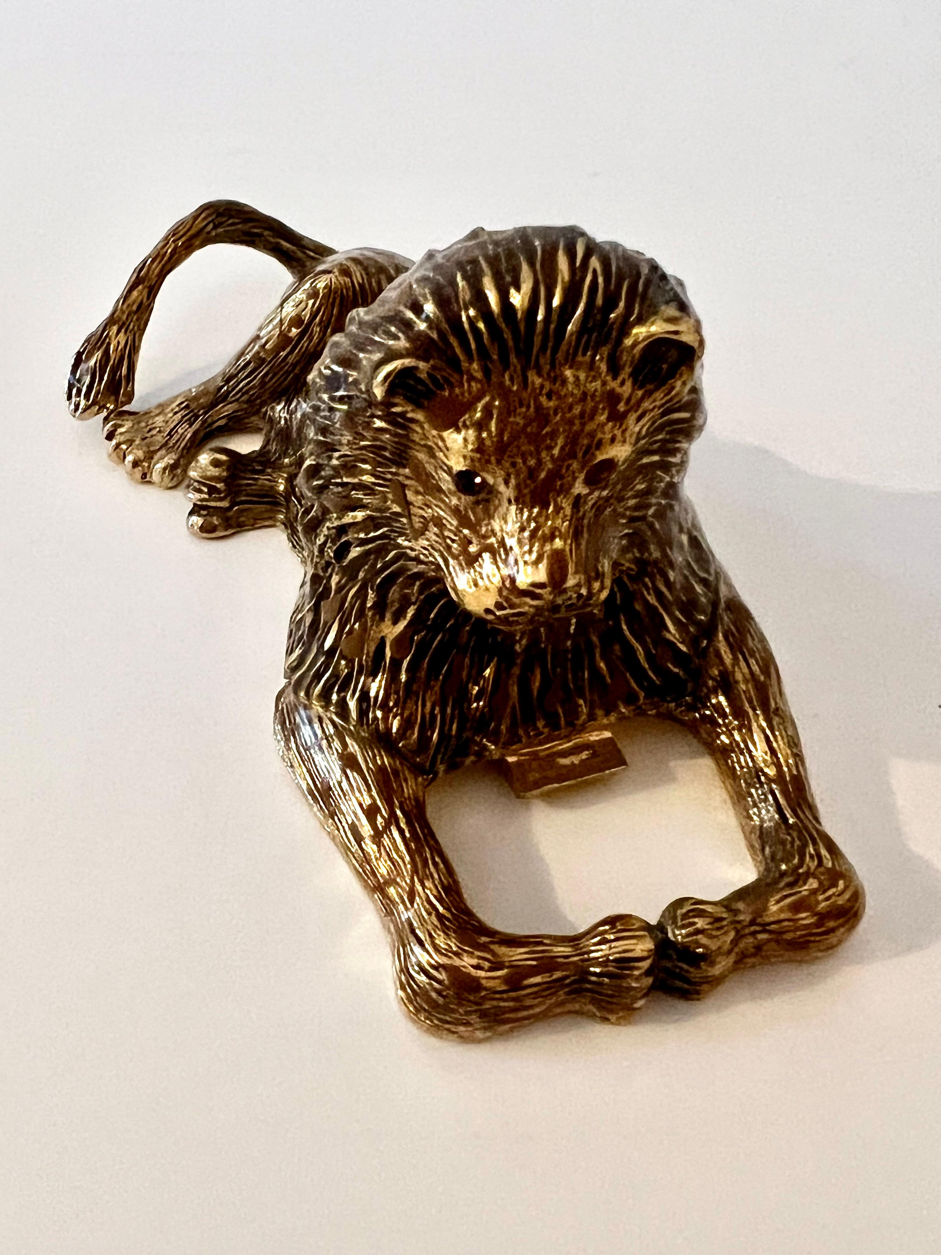 Gold Lion Bottle Opener with Jewel Eyes 1