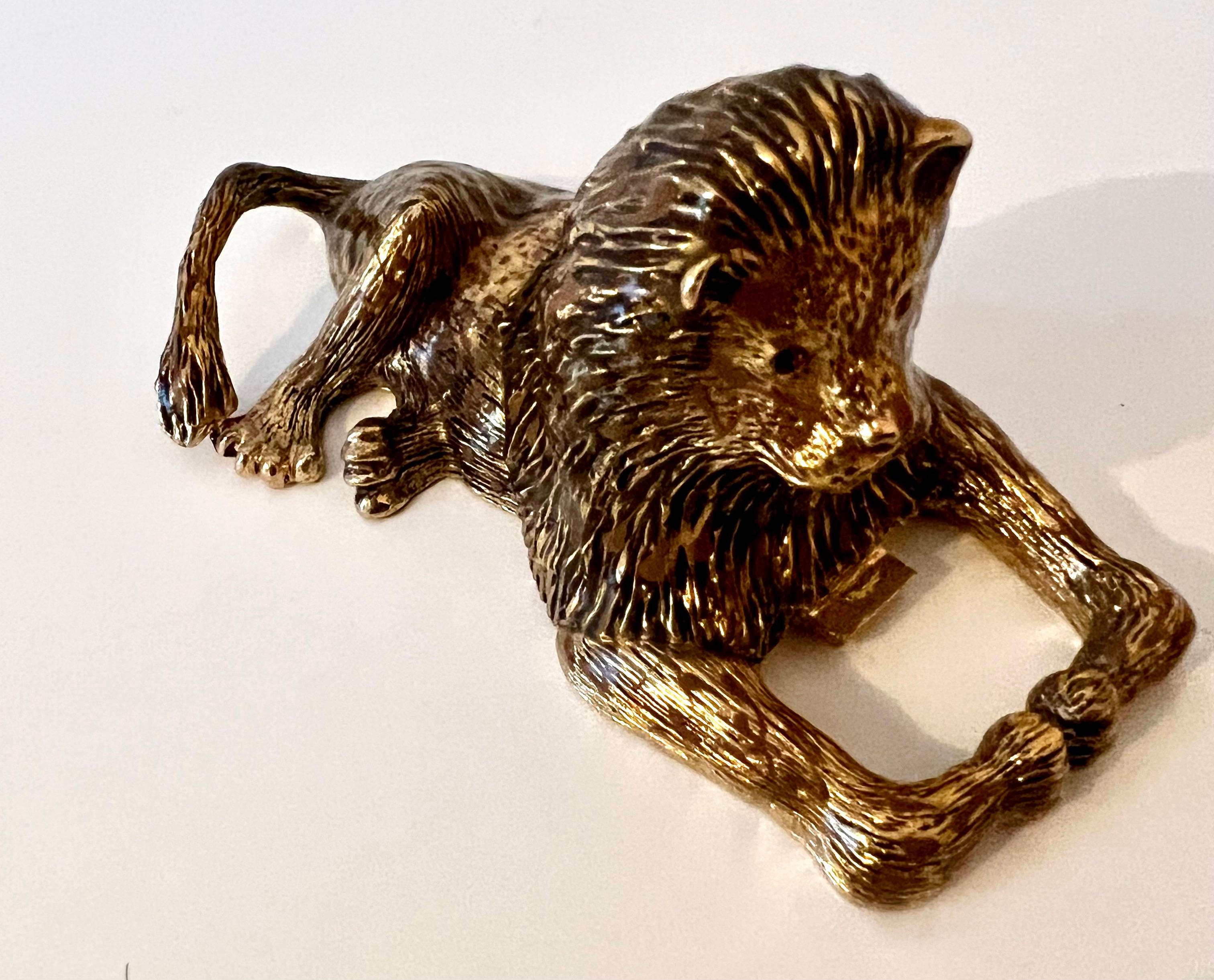 Gold Lion Bottle Opener with Jewel Eyes 2