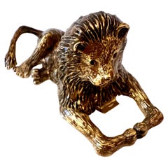 Gold Lion Bottle Opener with Jewel Eyes