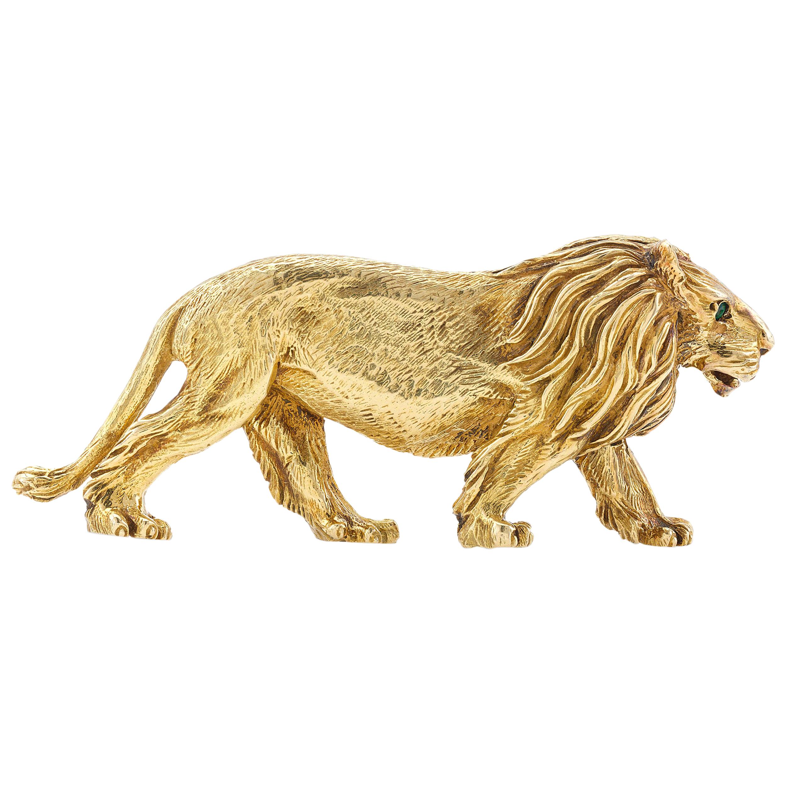 Gold Lion Brooch by Tiffany & Co.
