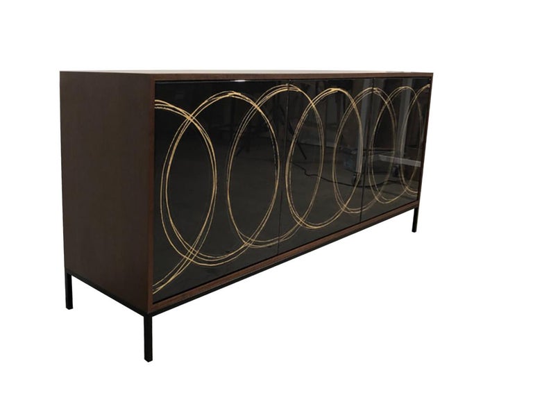 Gold Loop Sideboard Art Door Cabinet Custom Art Door Credenza