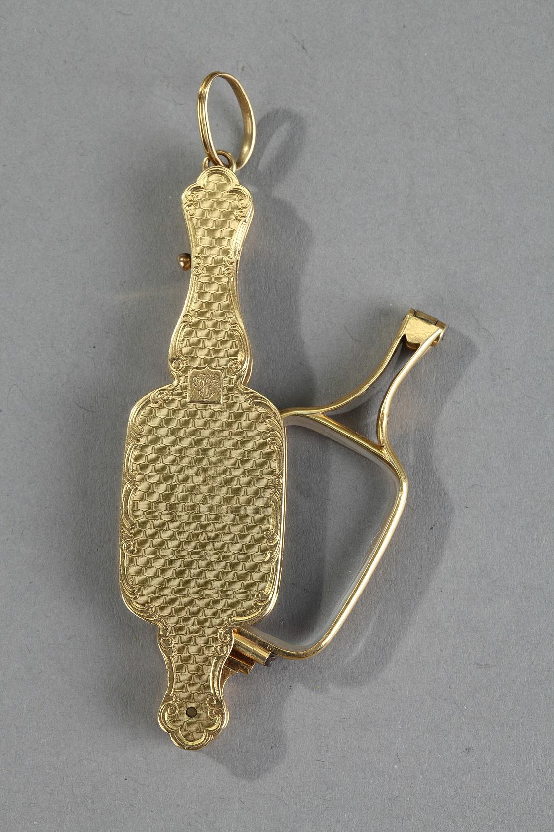 Lorgnette en or, XIXe siècle Unisexe en vente