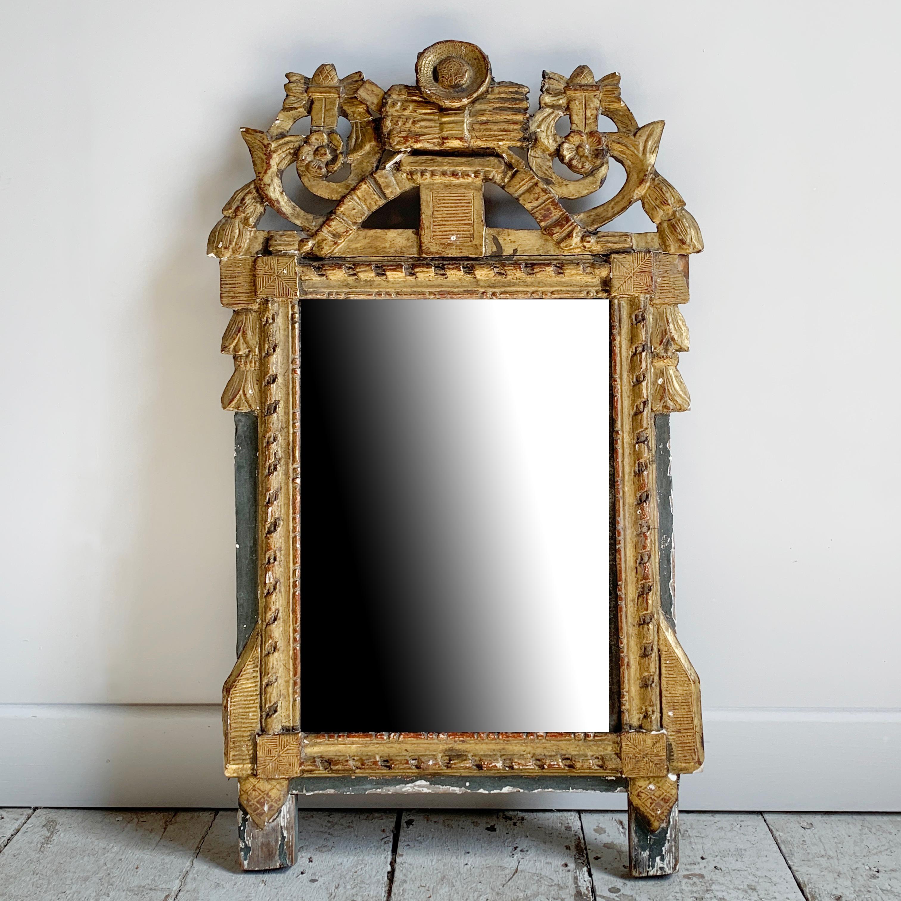 Mid-19th Century Gold Louis XVI Mirror Petite  For Sale