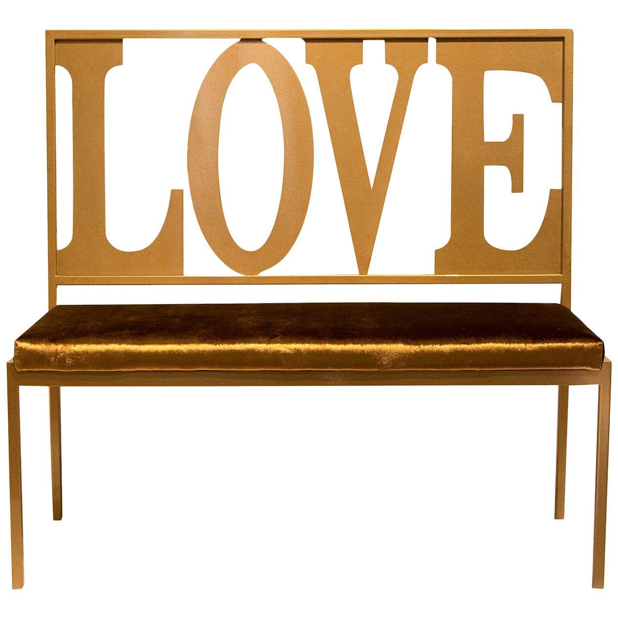 Be Inlove Bench Gold Love Bench For Sale at 1stDibs