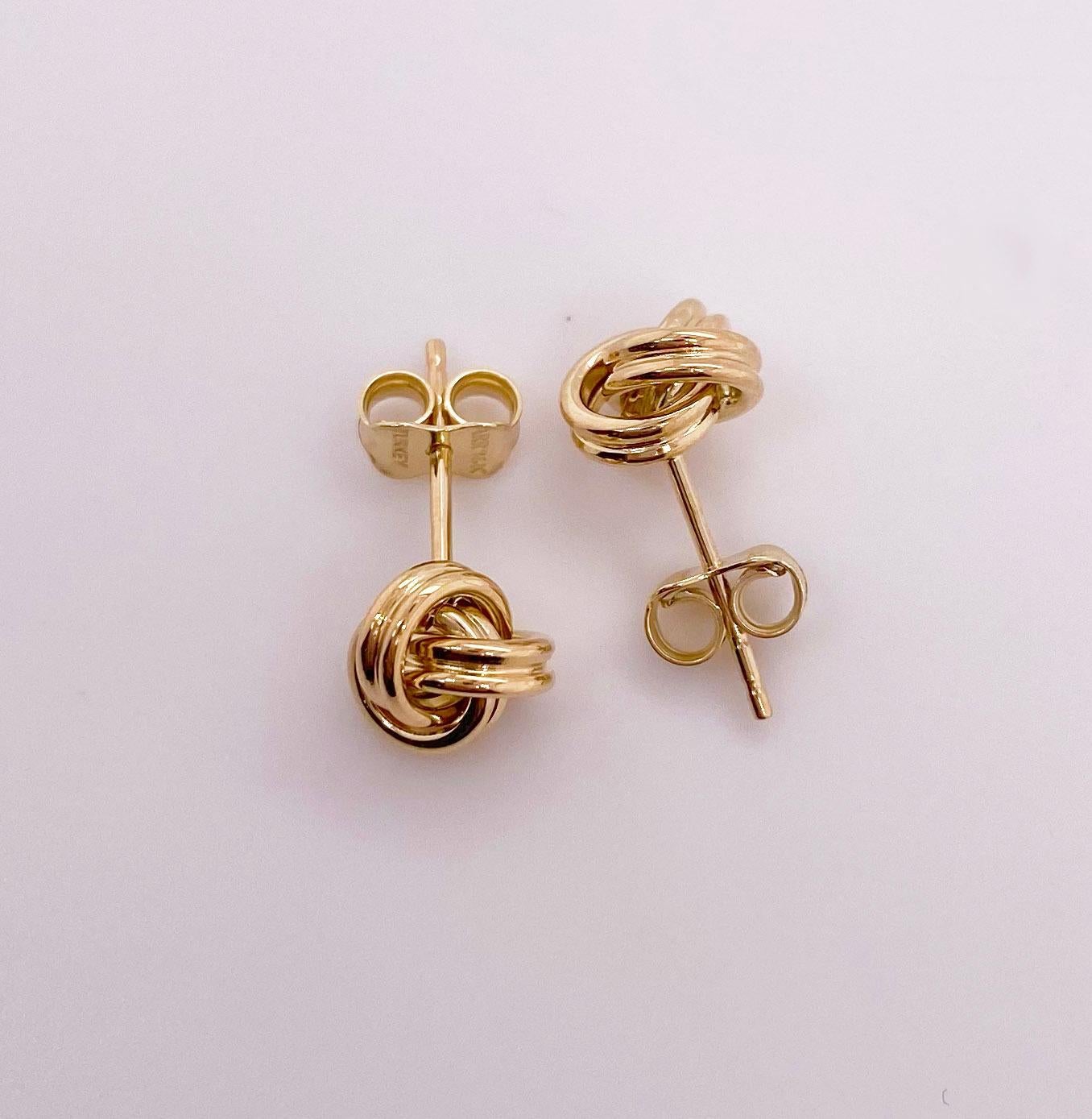 Moderne Clous d'oreilles nœud d'amour en or jaune 14 carats en vente