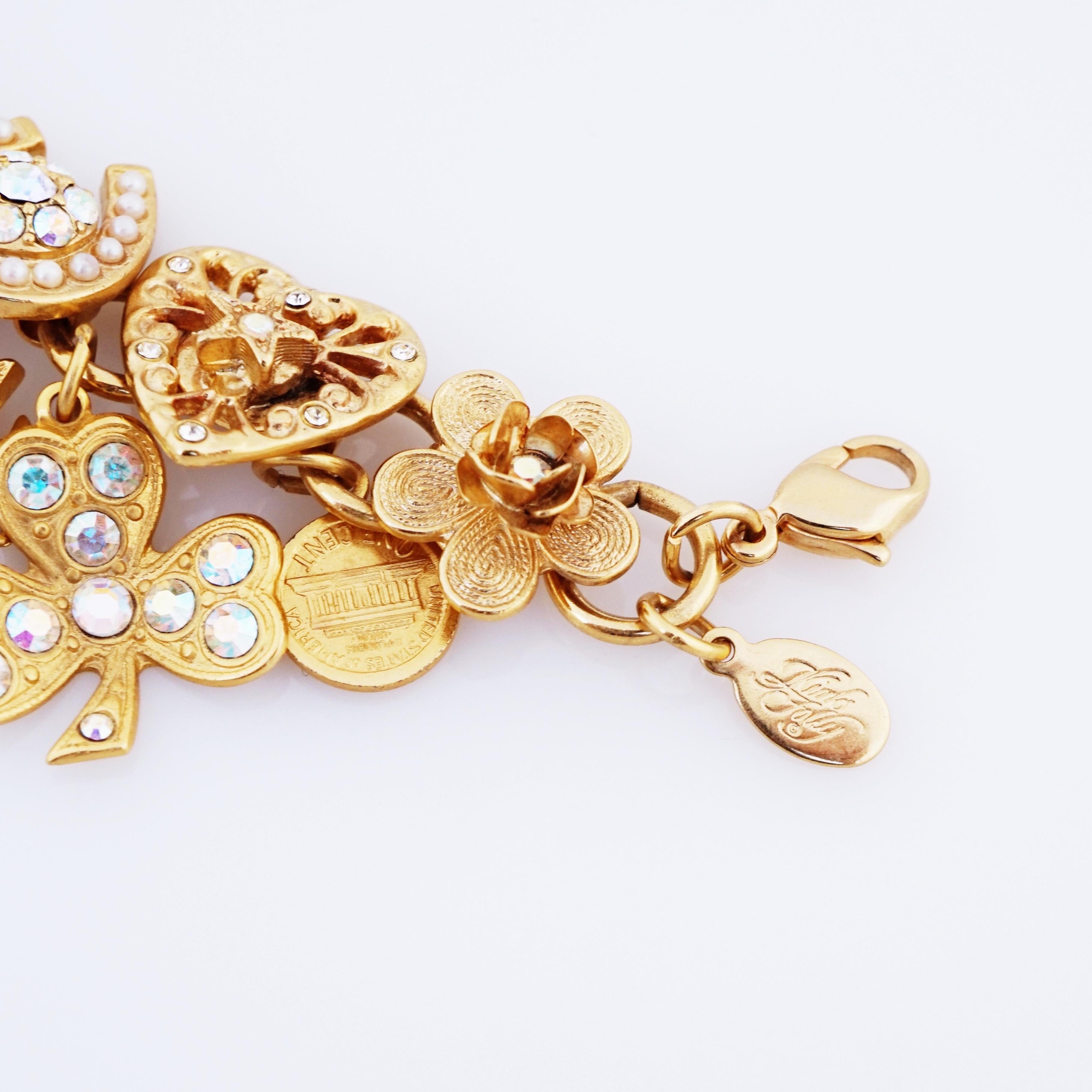 Modern Gold Lucky Charm Bracelet By Kirks Folly, 1980s