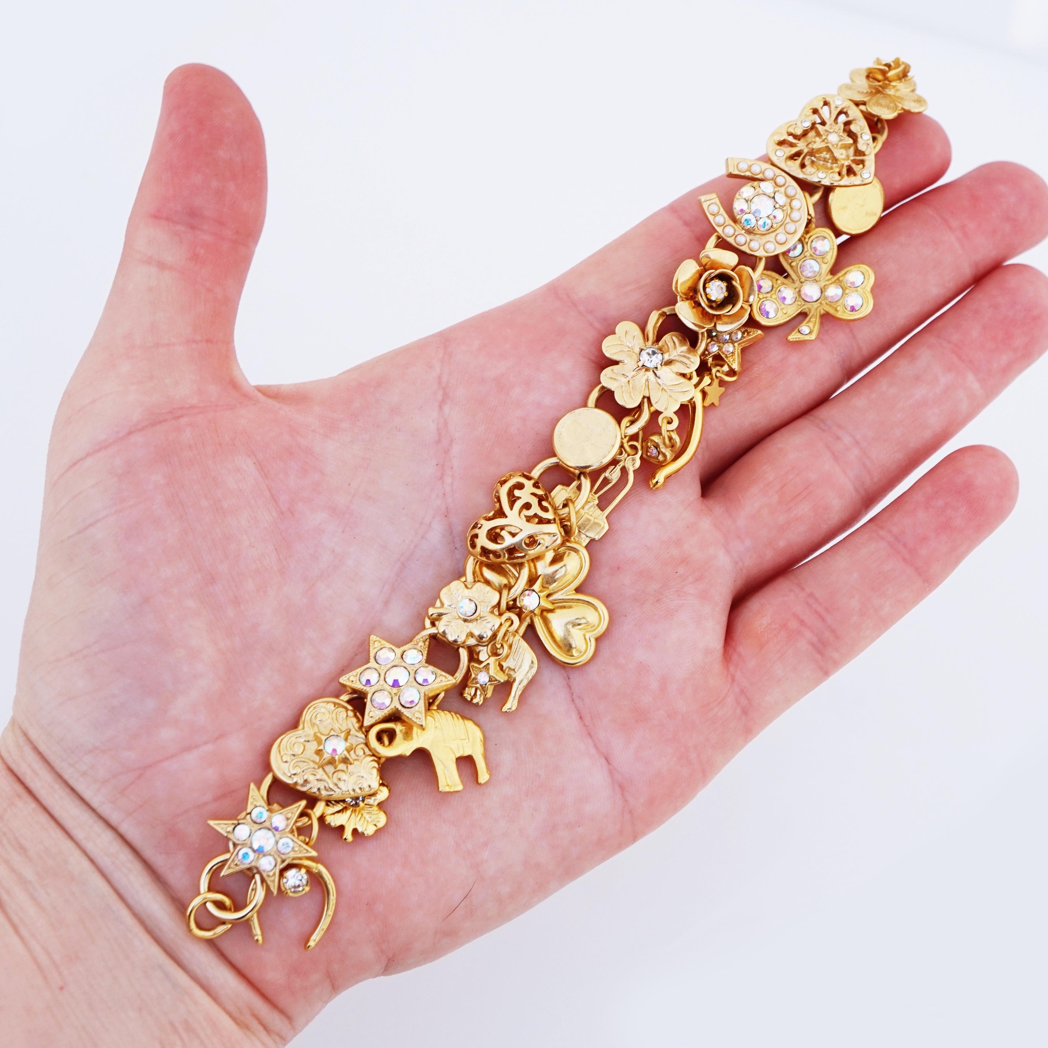 Women's Gold Lucky Charm Bracelet By Kirks Folly, 1980s