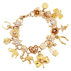 Vintage Gold Lucky Charm Bracelet By Kirks Folly, 1980s