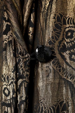 Gold lurex and black silk brocade Opera's coat 1920