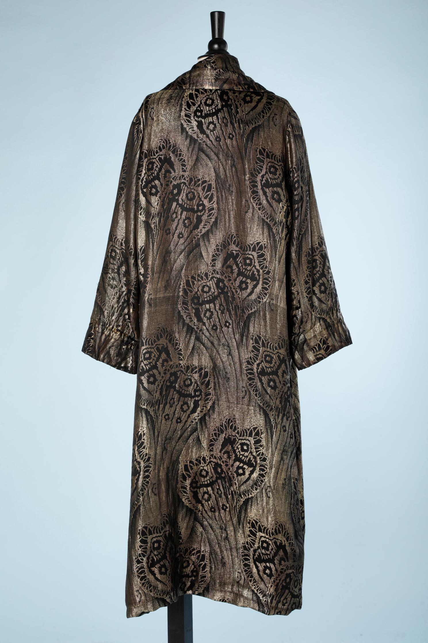 Gold lurex and black silk brocade Opera's coat 1920 1