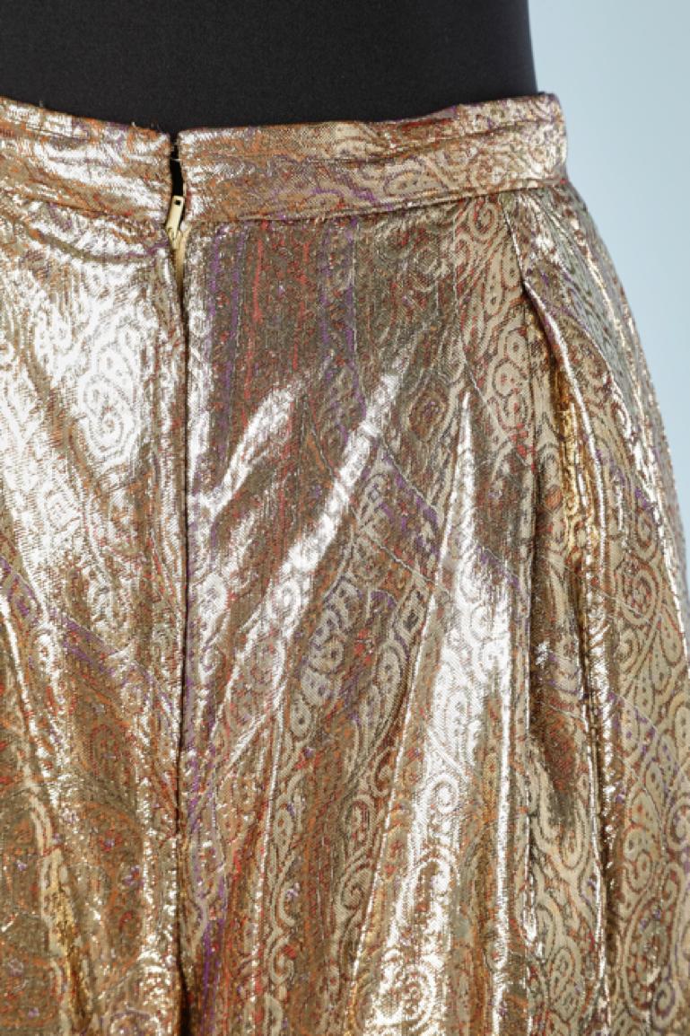 Gold lurex brocade ensemble with belt Circa 1970's  For Sale 3