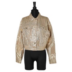 Gold lurex brocade single breasted jacket with branded buttons Ferré Jeans 