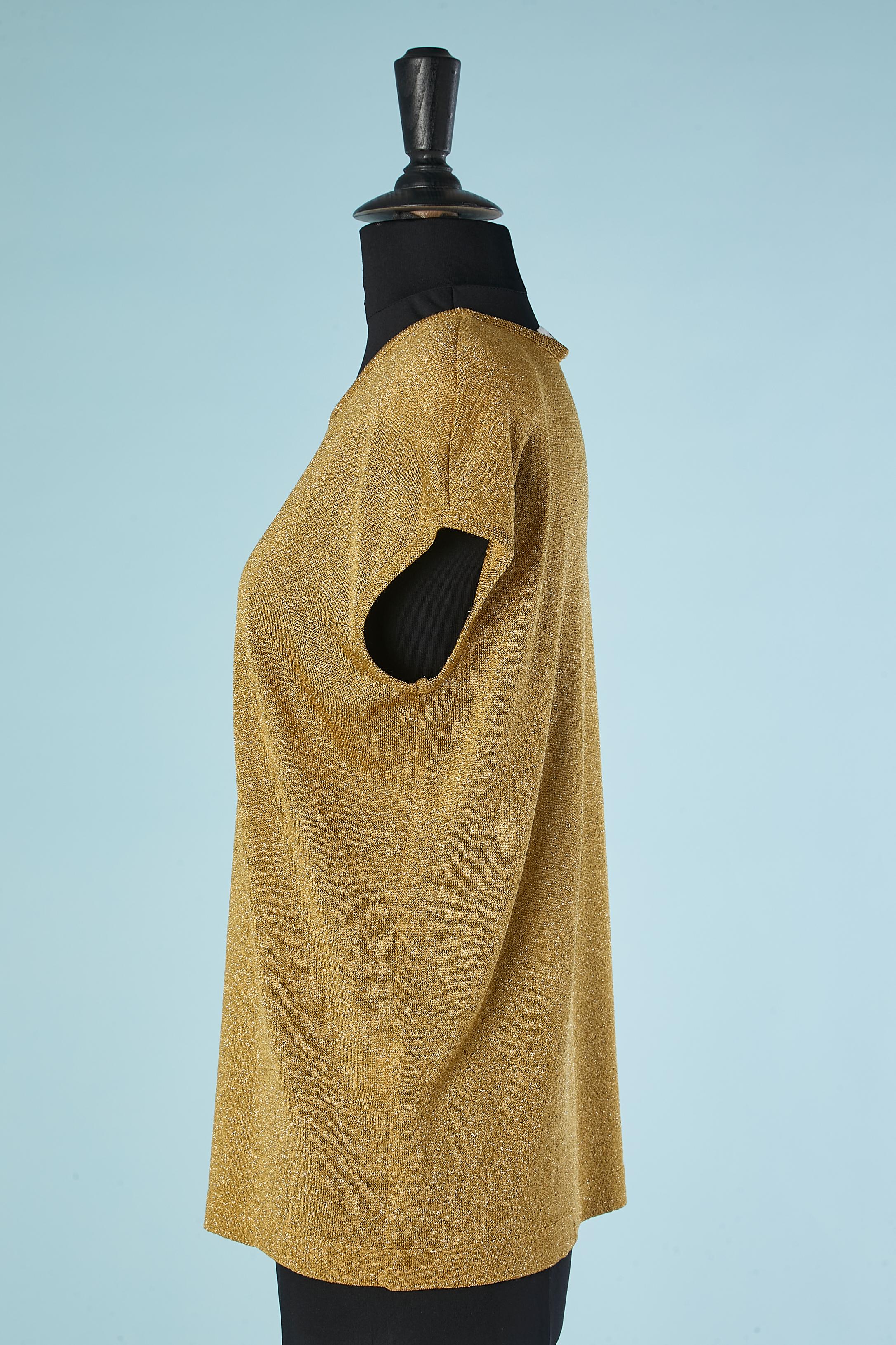 Gold lurex jersey top Valentino Miss V In Excellent Condition For Sale In Saint-Ouen-Sur-Seine, FR