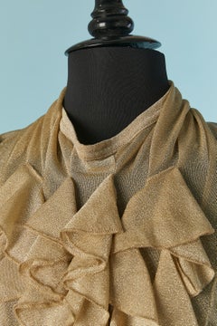 Gold lurex jersey top with ruffles jabot in the front Junya Watanabe