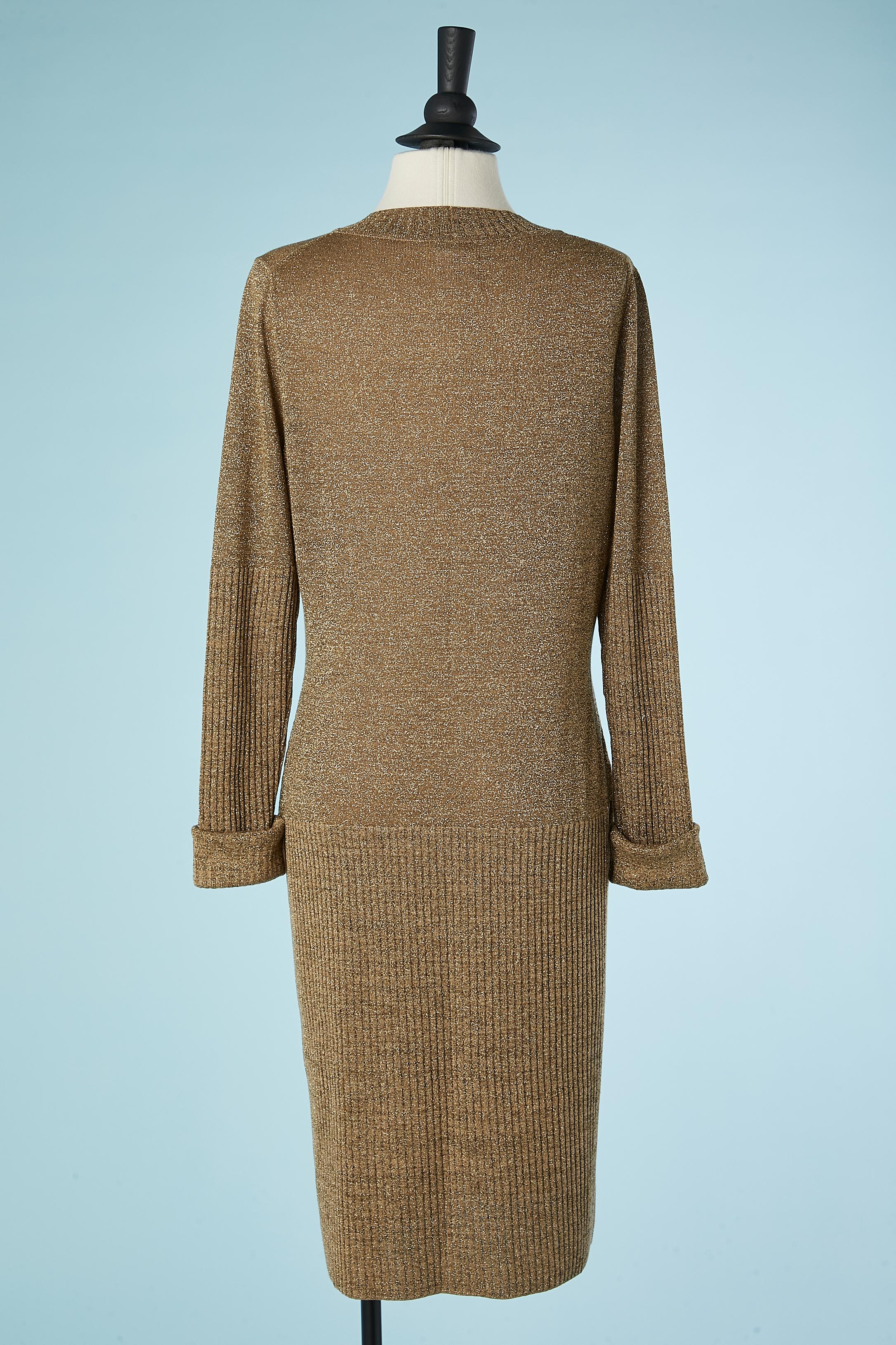 Gold lurex knit cocktail dress Chanel  For Sale 2