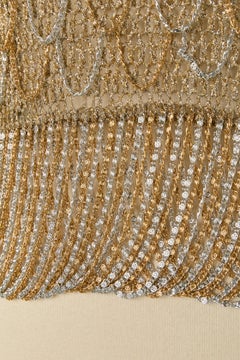 Gold lurex knit tank top with silver and gold metal chain LORIS AZZARO
