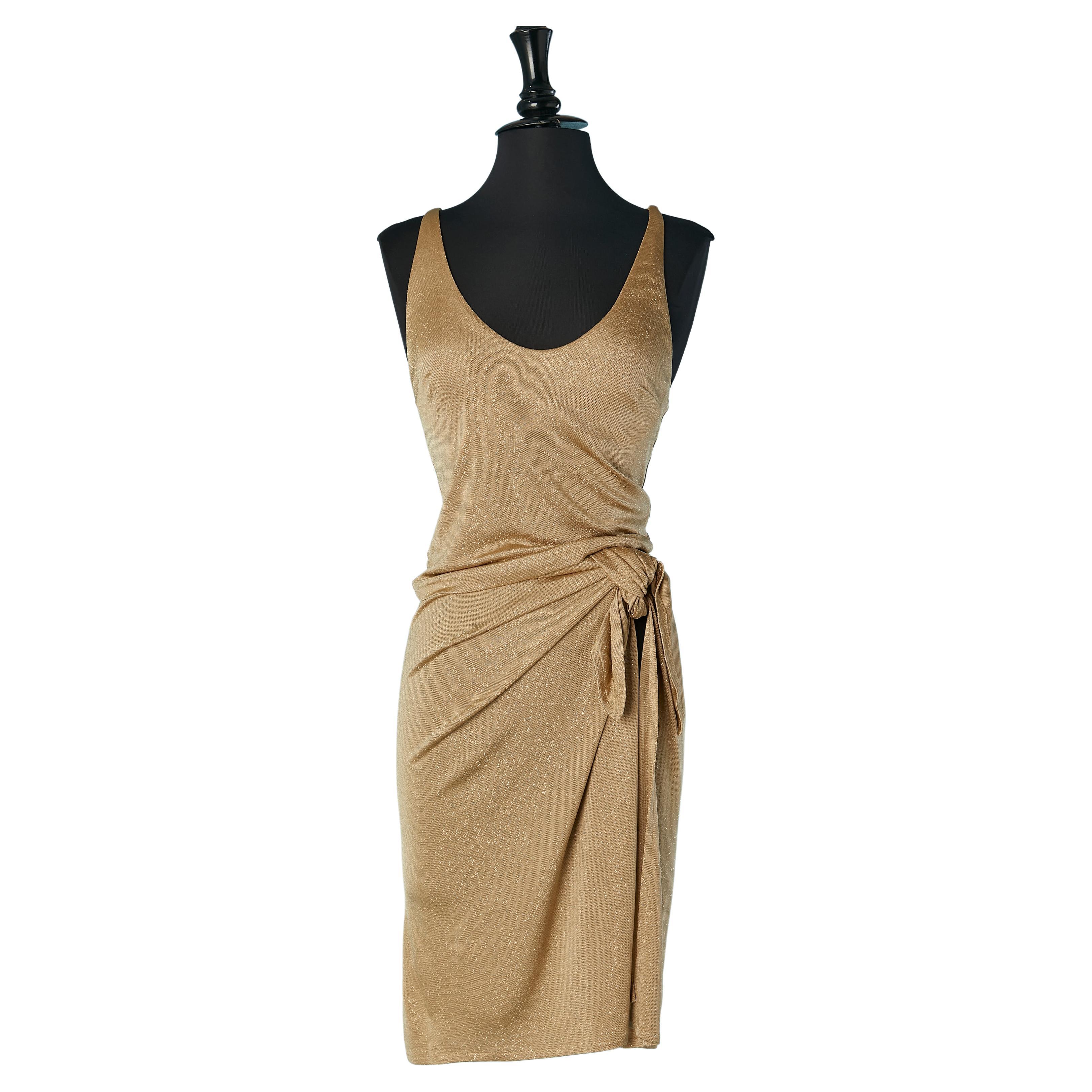 Gold lurex Lycra tank top and pareo ensemble LA PERLA