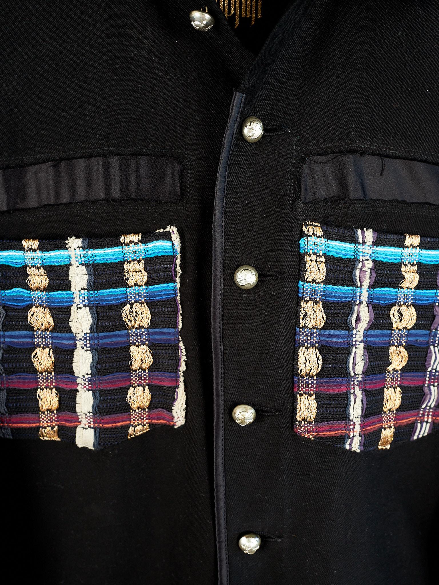 Women's Gold Lurex weed Jacket In Black Military Blue Cobalt silk Collar  J Dauphin