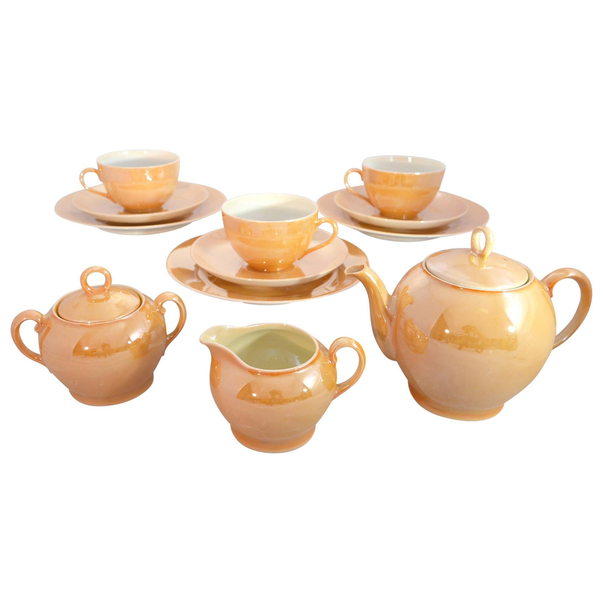Gold Lusterware Tea Set Czech Slovakia For Sale