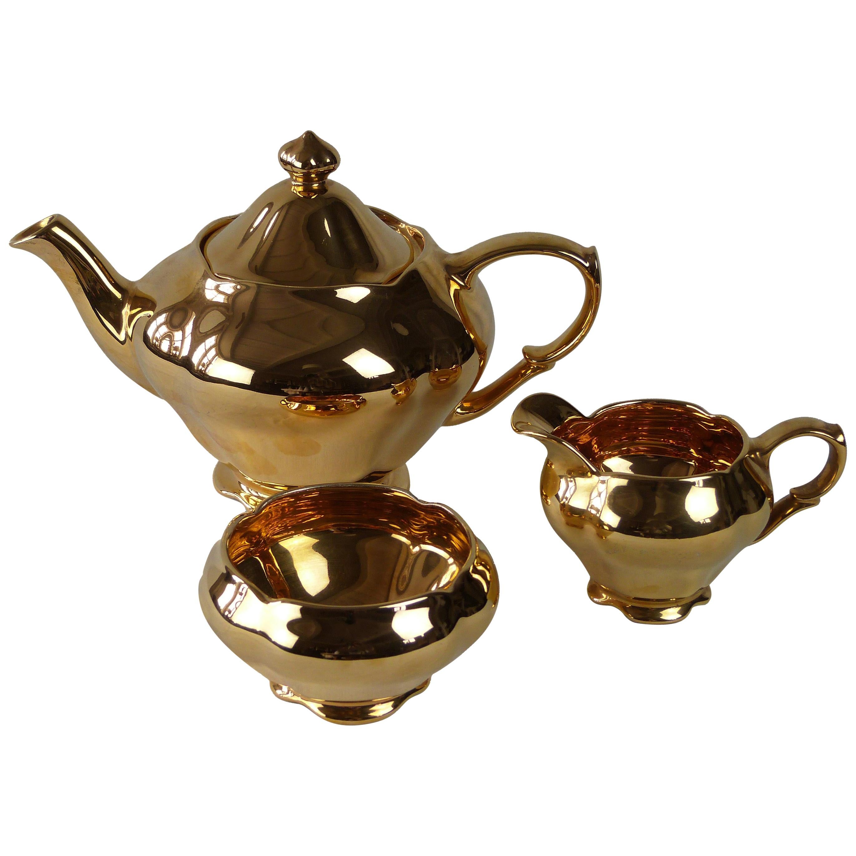 Gold Lustre Royal Winton 3-Piece Tea Service in Mint Condition